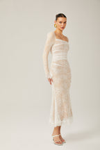 Karima dantel midi elbise