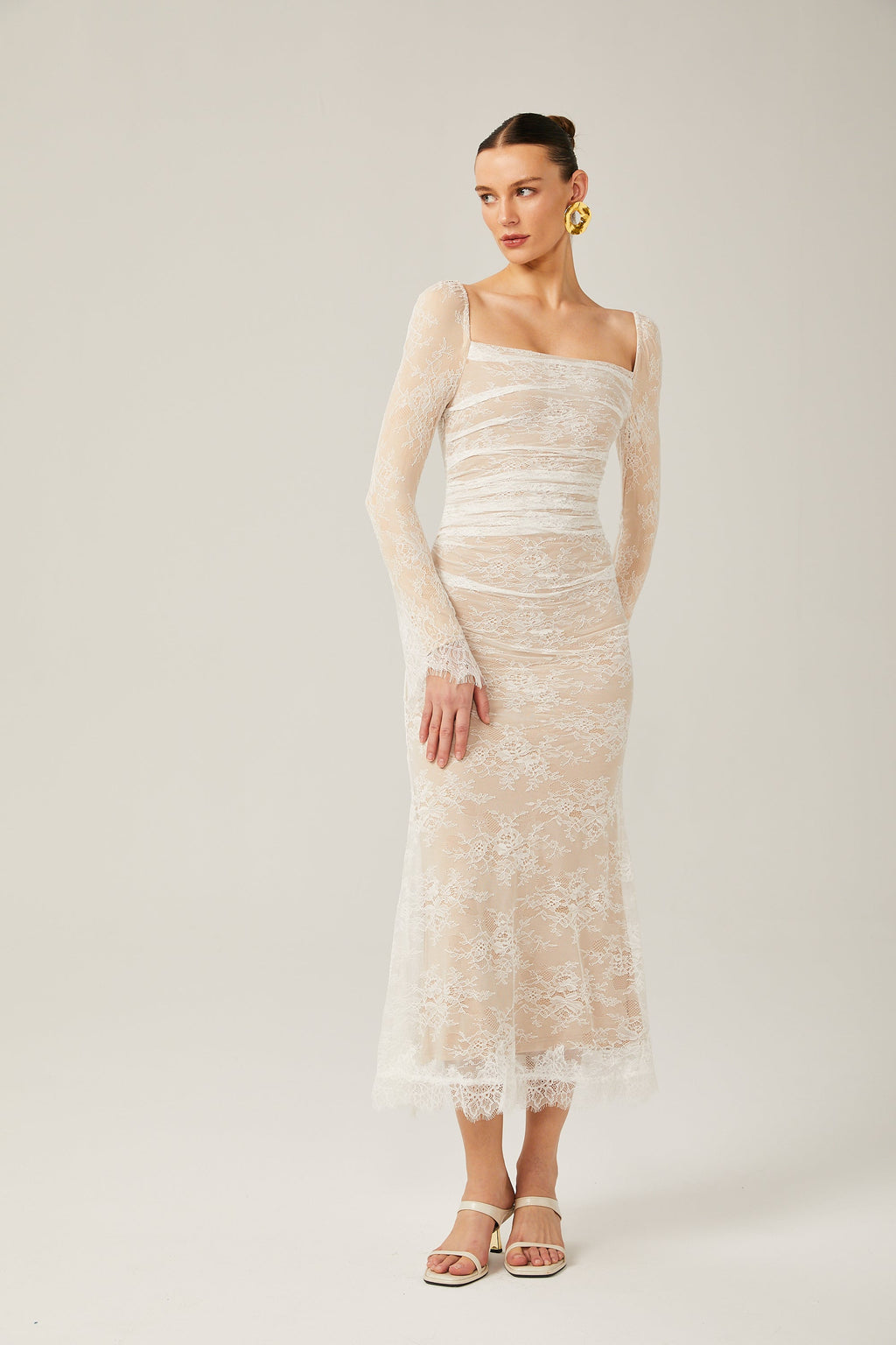 Karima dantel midi elbise