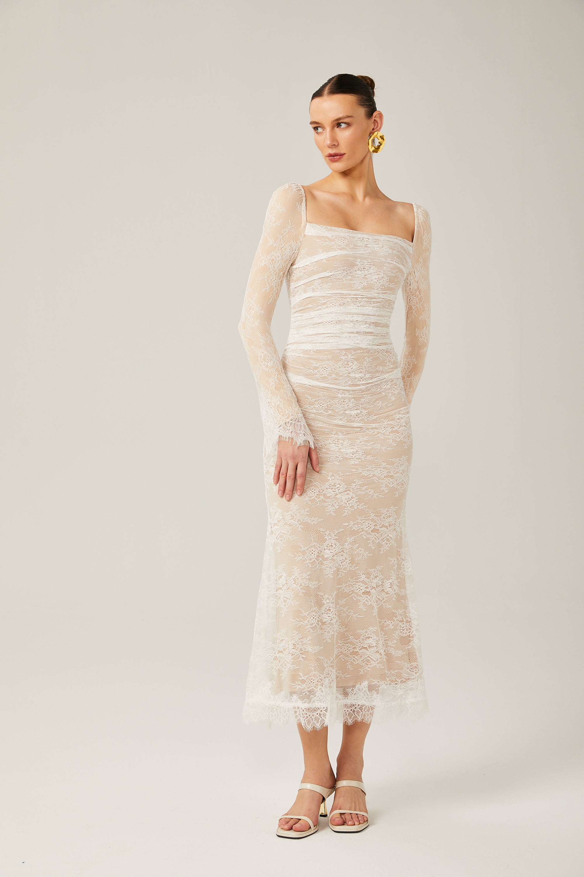 Karima dantel midi elbise