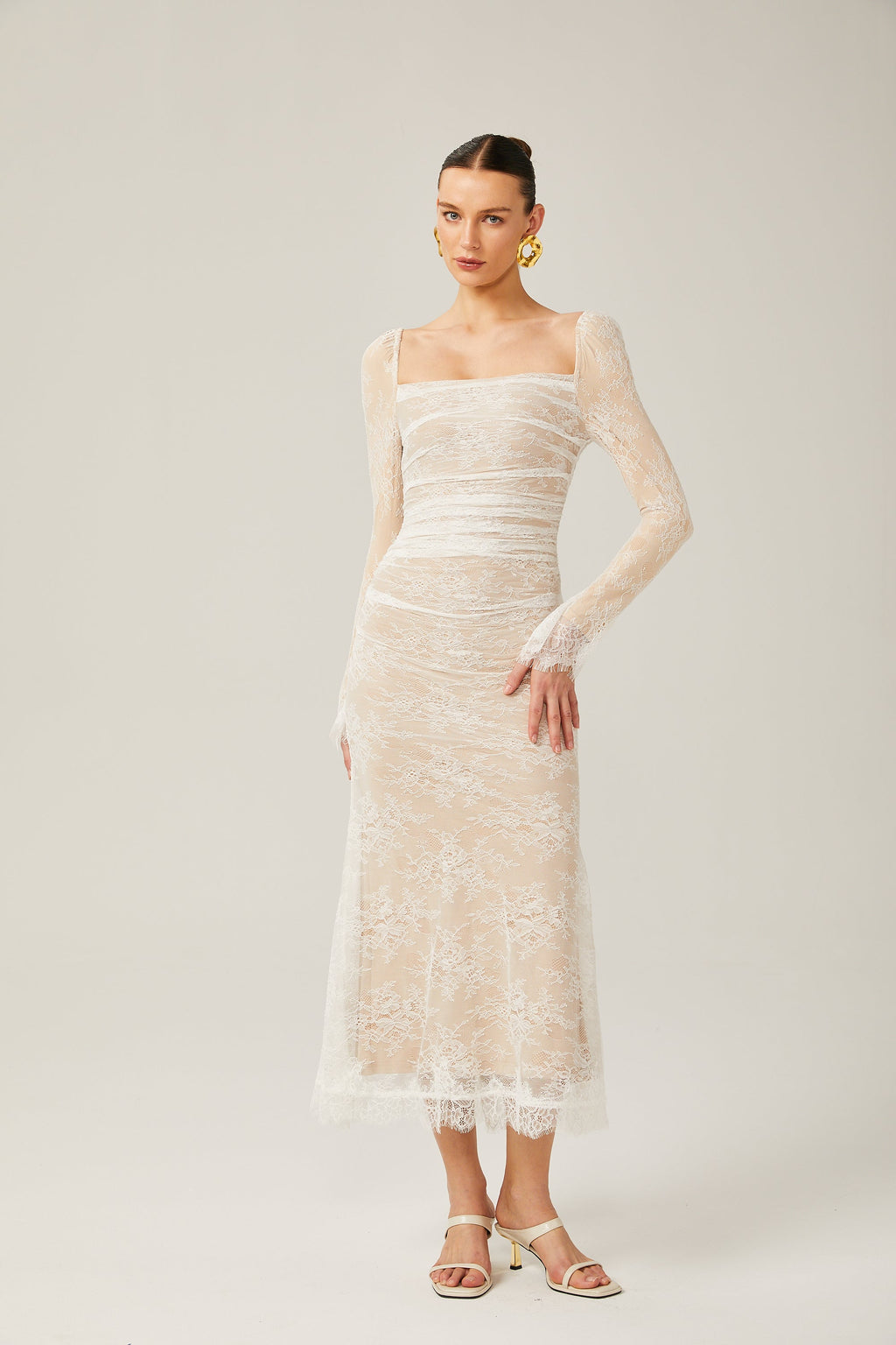 Karima dantel midi elbise