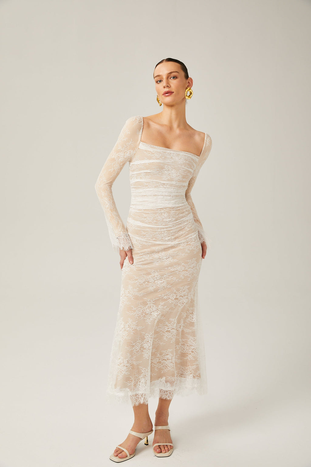 Karima dantel midi elbise