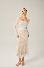 Karima dantel midi elbise