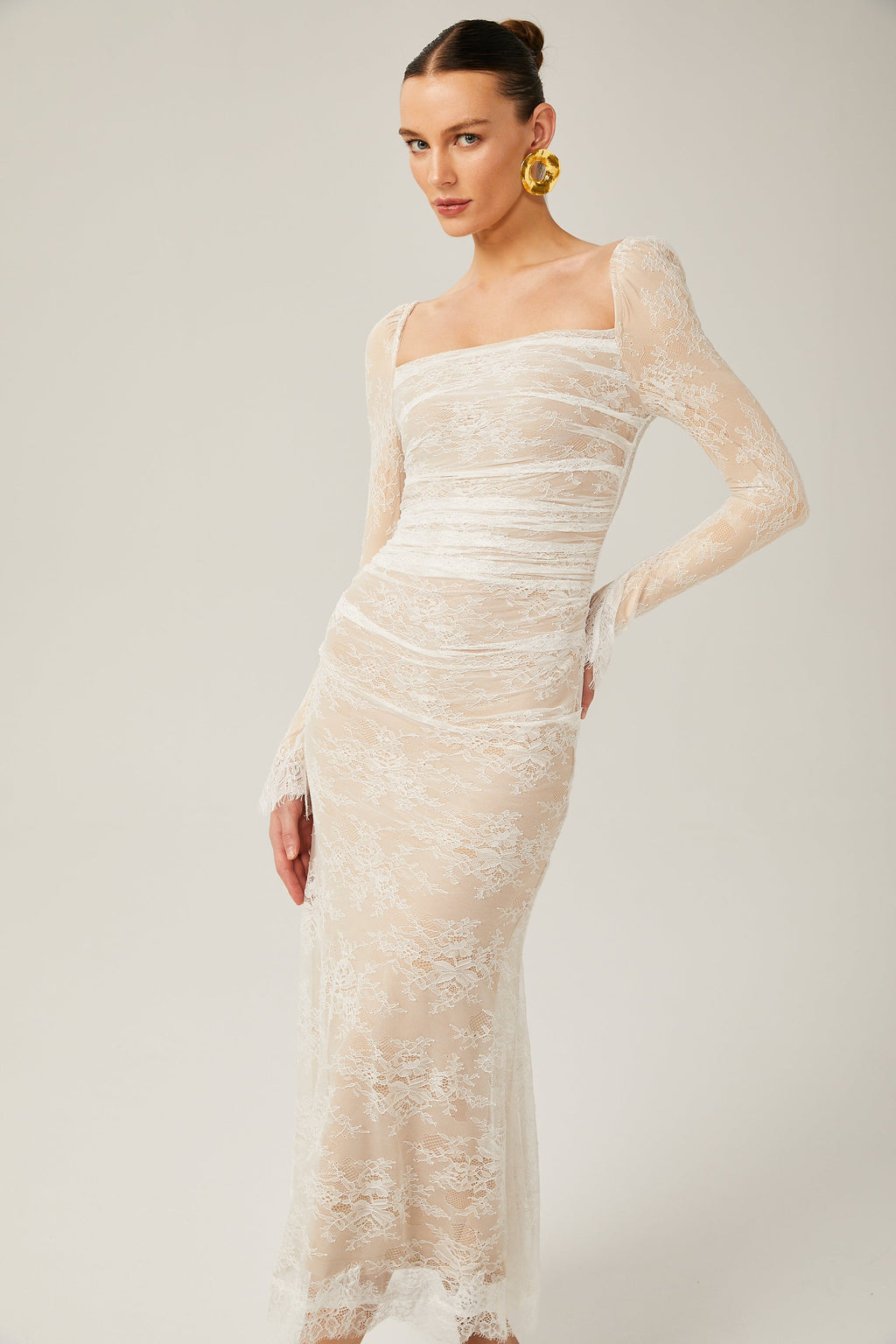 Karima dantel midi elbise