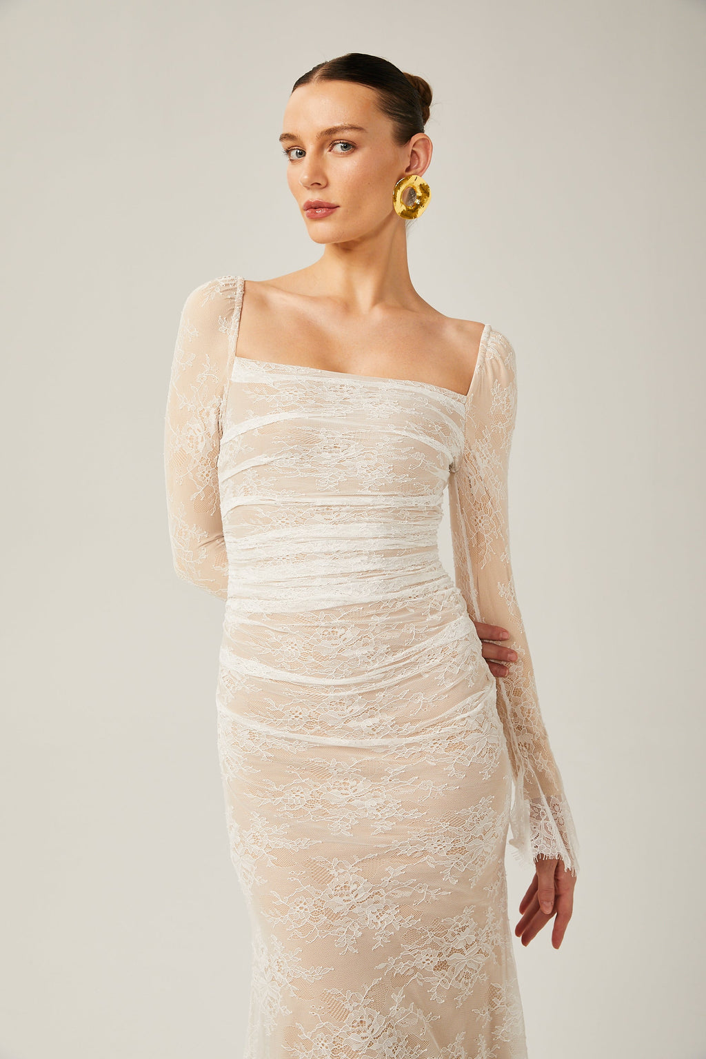 Karima dantel midi elbise