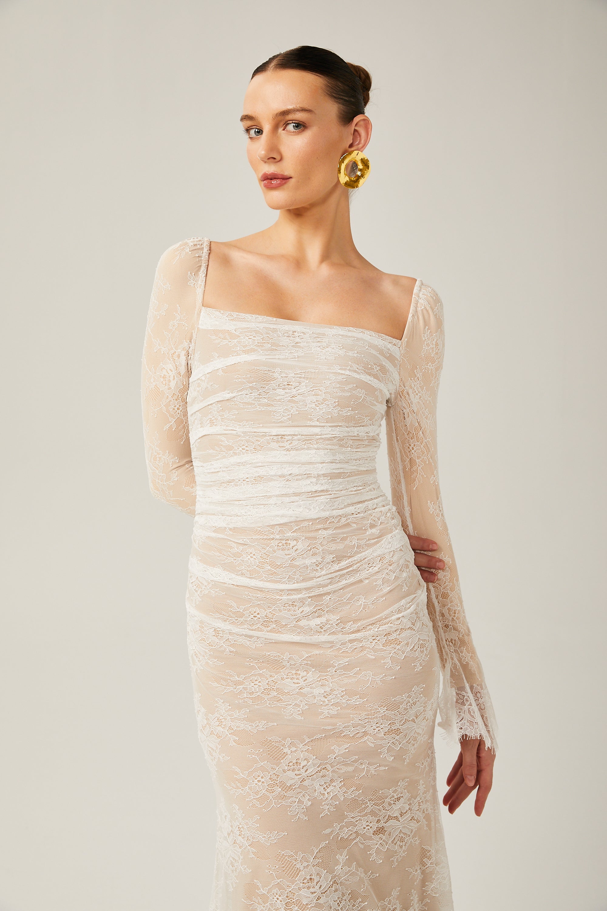 Karima dantel midi elbise