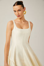 Léonor saten midi elbise