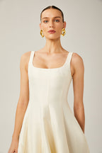 Léonor saten midi elbise