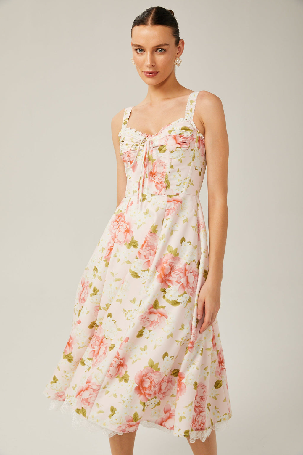 Noémie dantel midi elbise