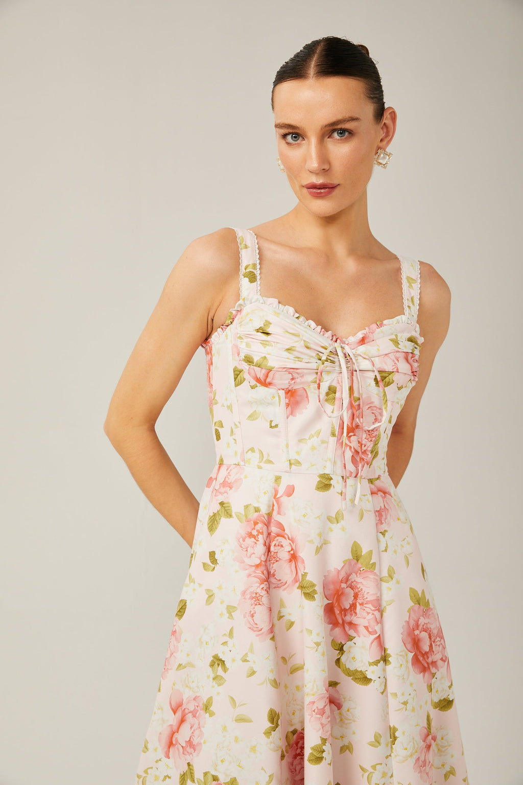 Noémie dantel midi elbise