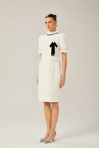 Hélène fırfır midi elbise