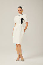 Hélène fırfır midi elbise