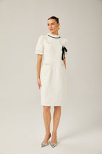 Hélène fırfır midi elbise