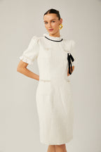 Hélène fırfır midi elbise