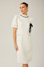 Hélène fırfır midi elbise