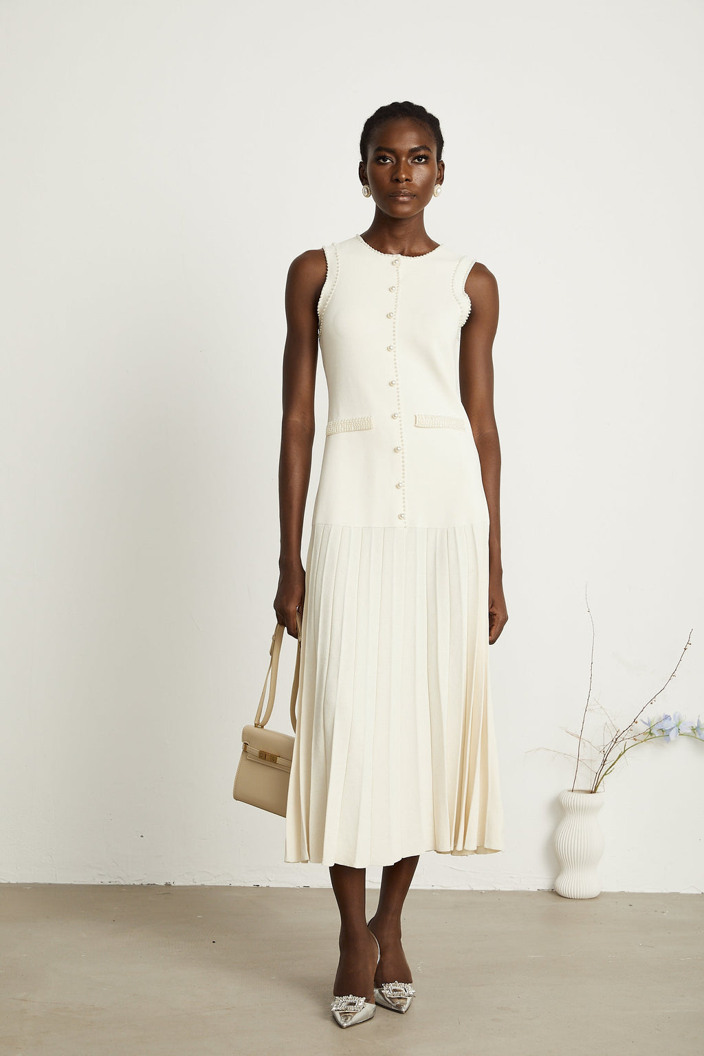 Léocadie inci midi elbise