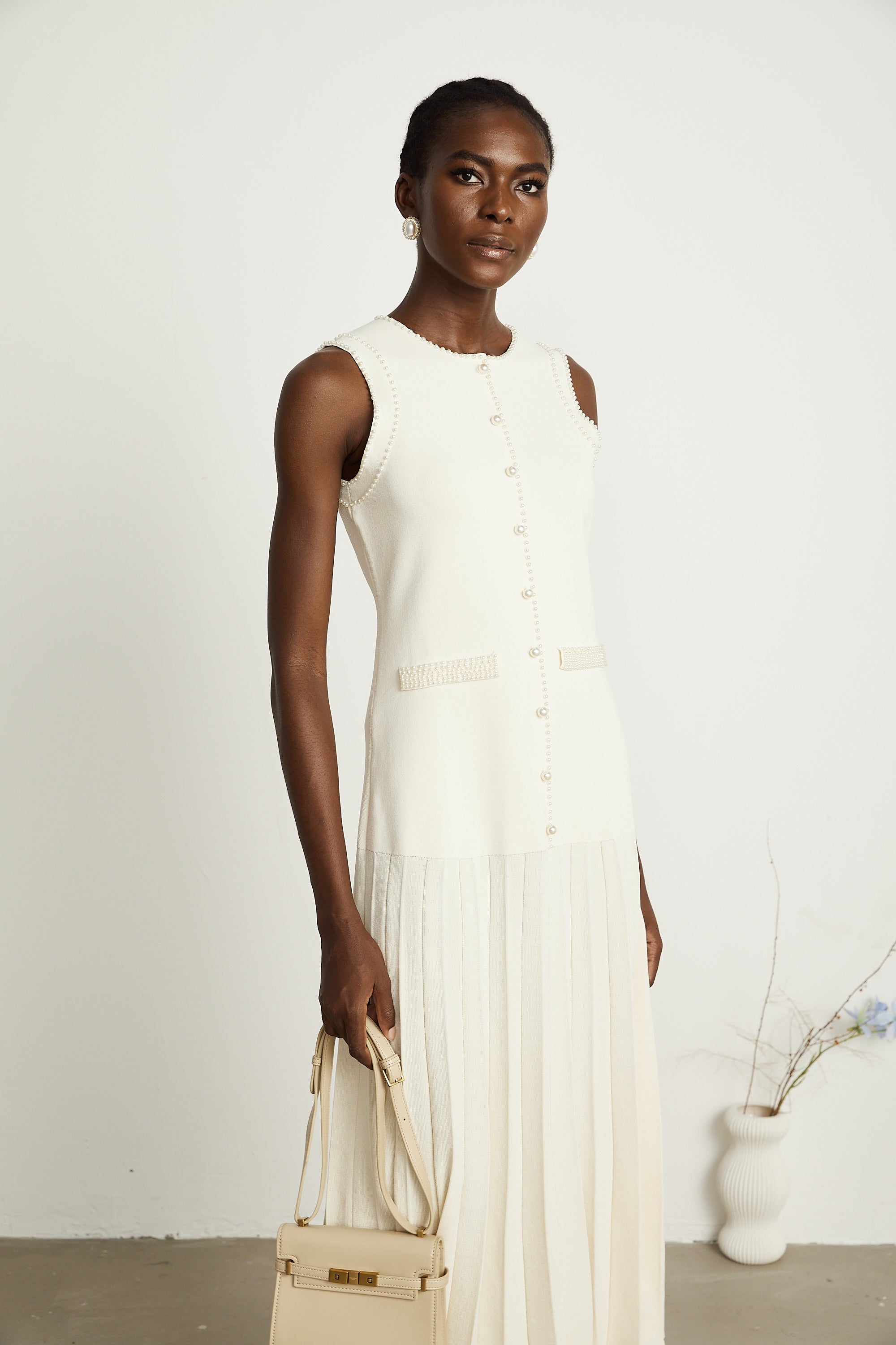 Léocadie inci midi elbise