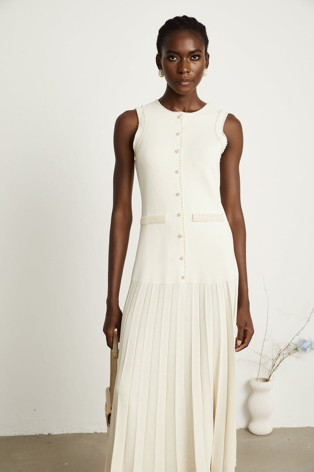 Léocadie inci midi elbise