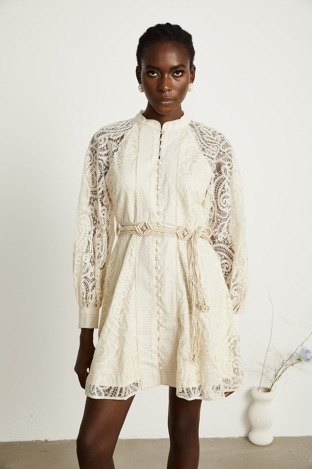 Delphine dantelli mini elbise