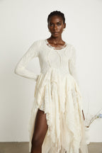 Ursule tül panel midi elbise