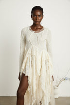 Ursule tül panel midi elbise