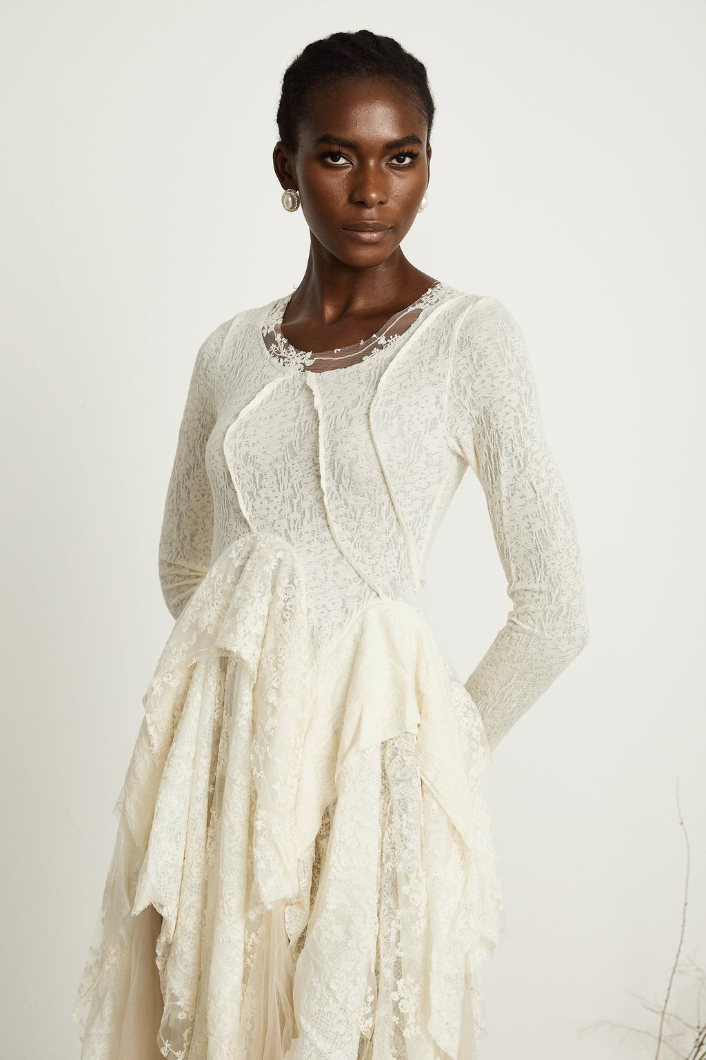 Ursule tül panel midi elbise