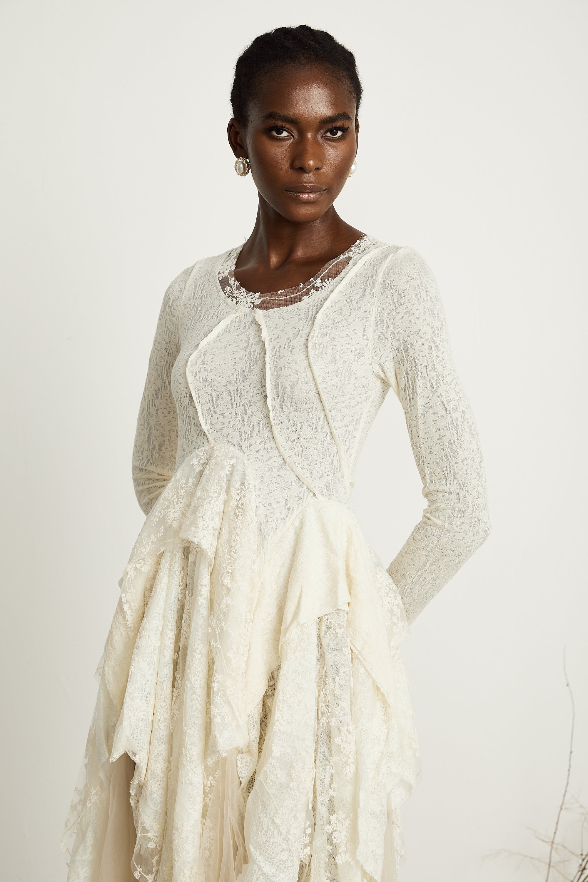 Ursule tül panel midi elbise