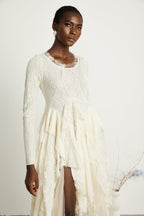 Ursule tül panel midi elbise