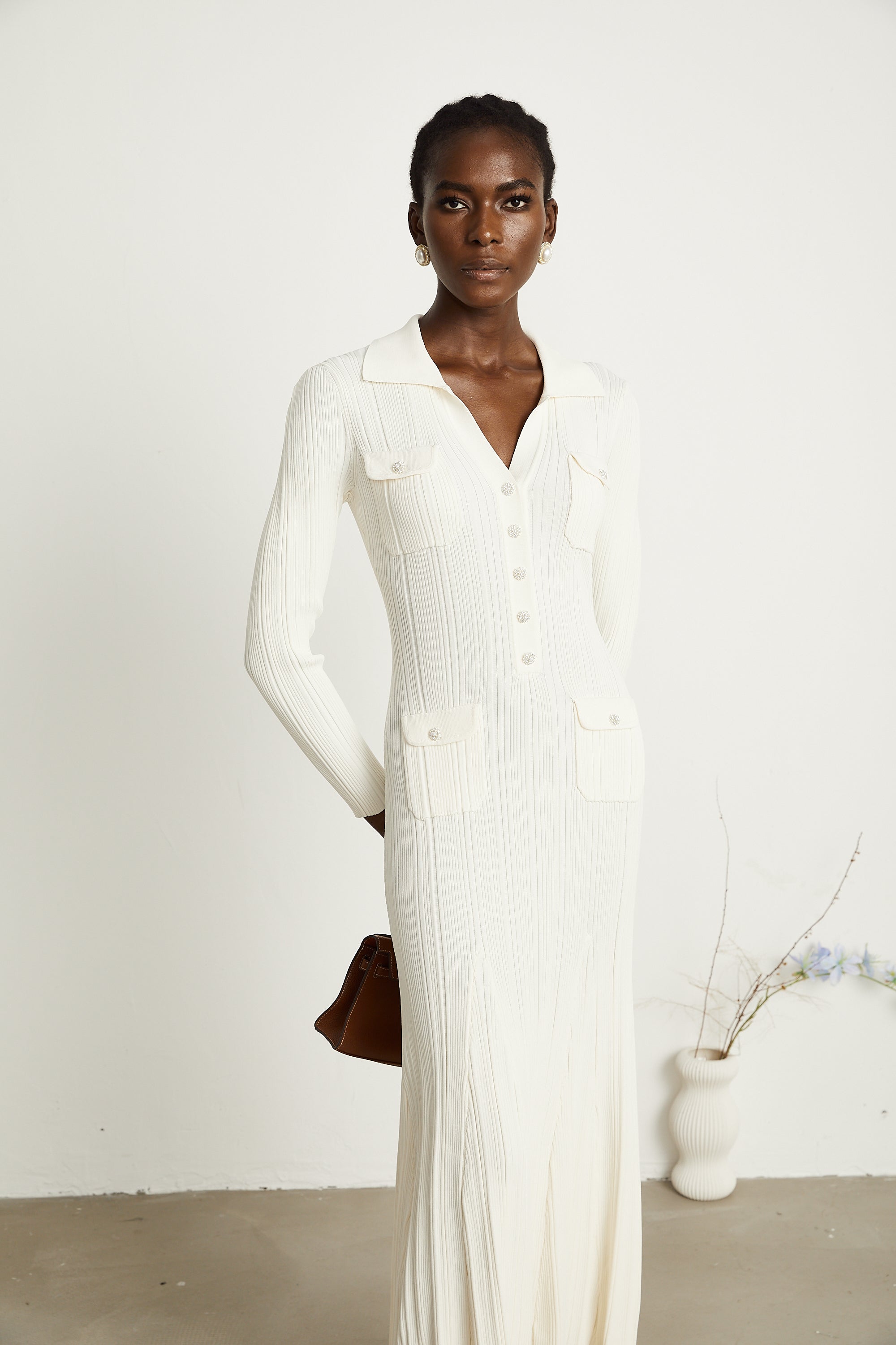 Nuria etekli örgü midi elbise