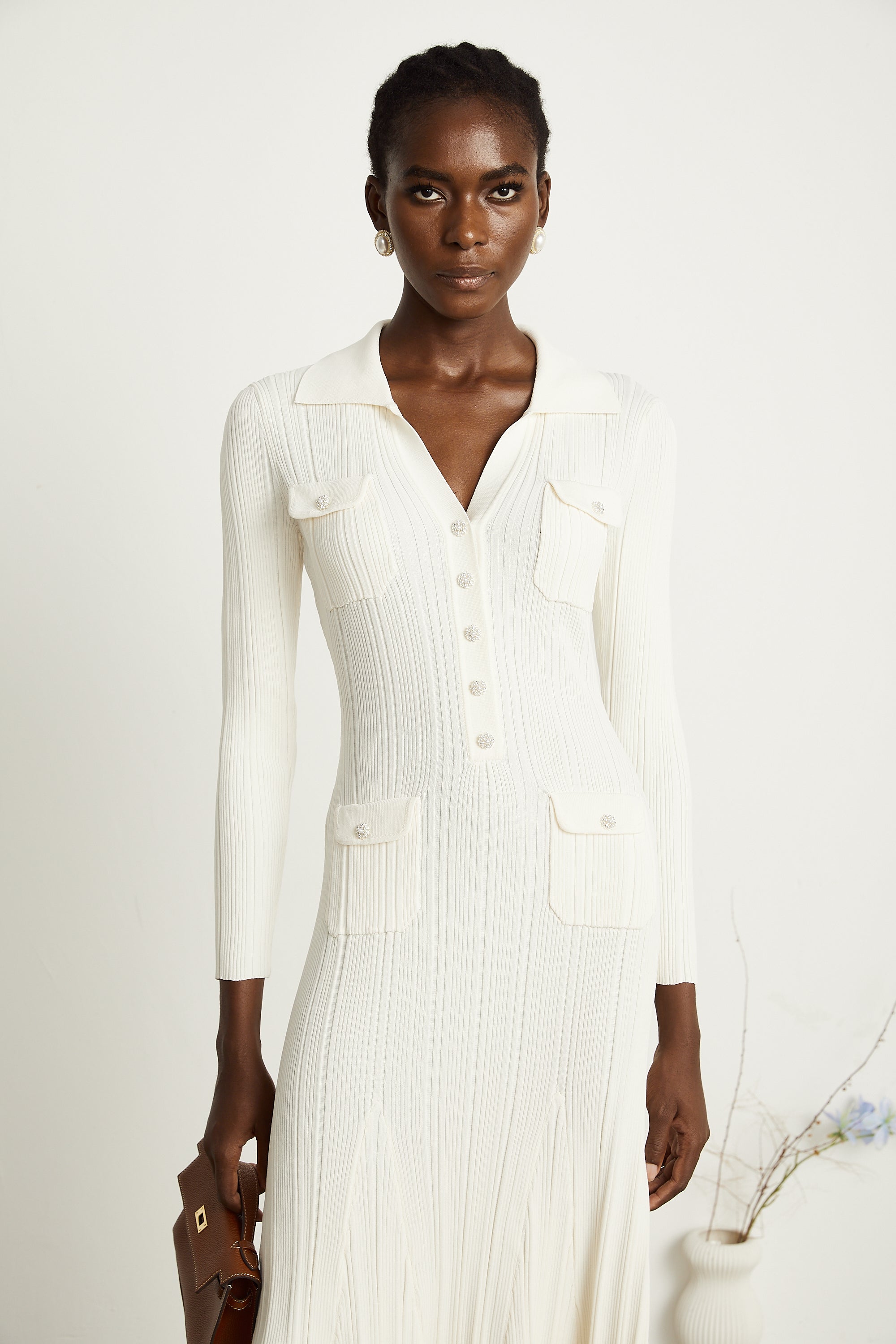 Nuria etekli örgü midi elbise