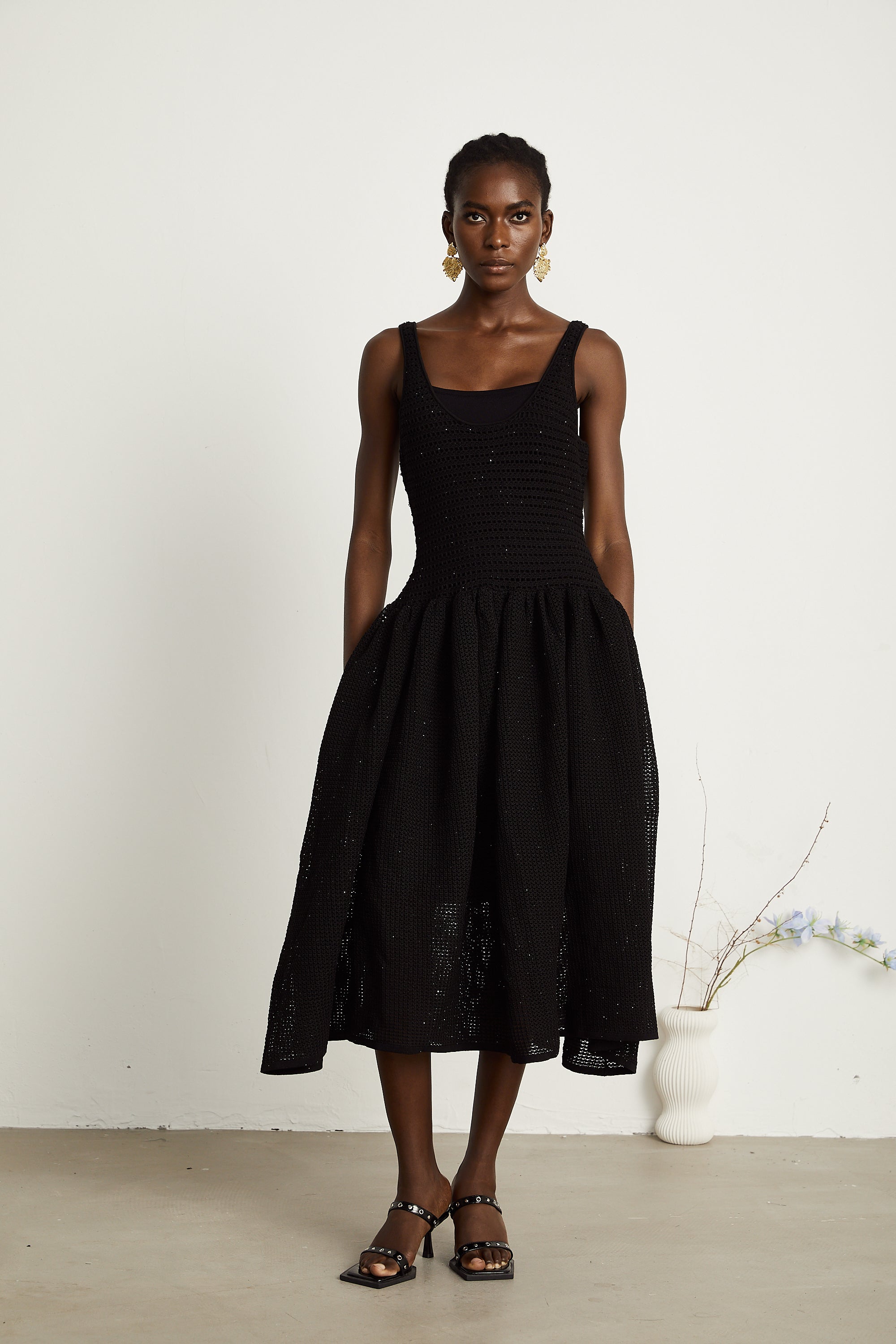 Clotilde tığ midi elbise