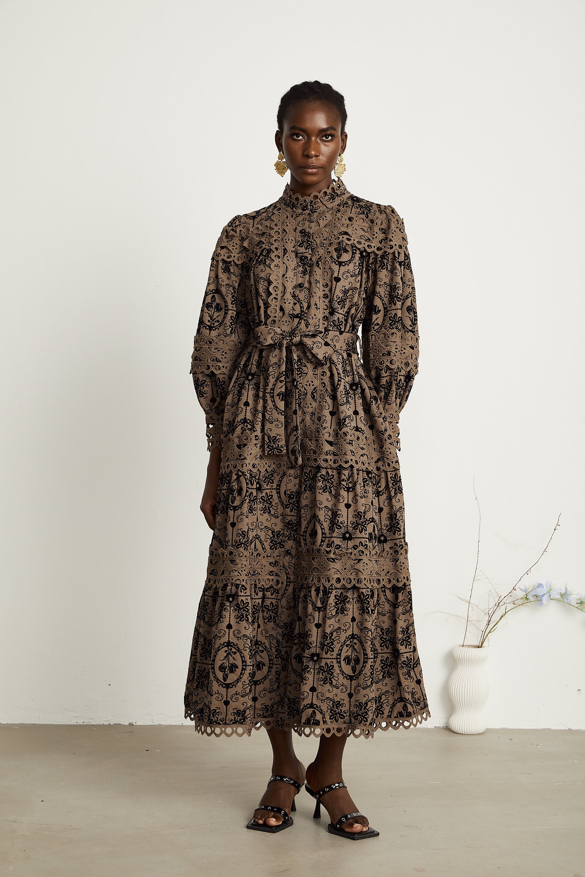 Clothilde desen midi elbise