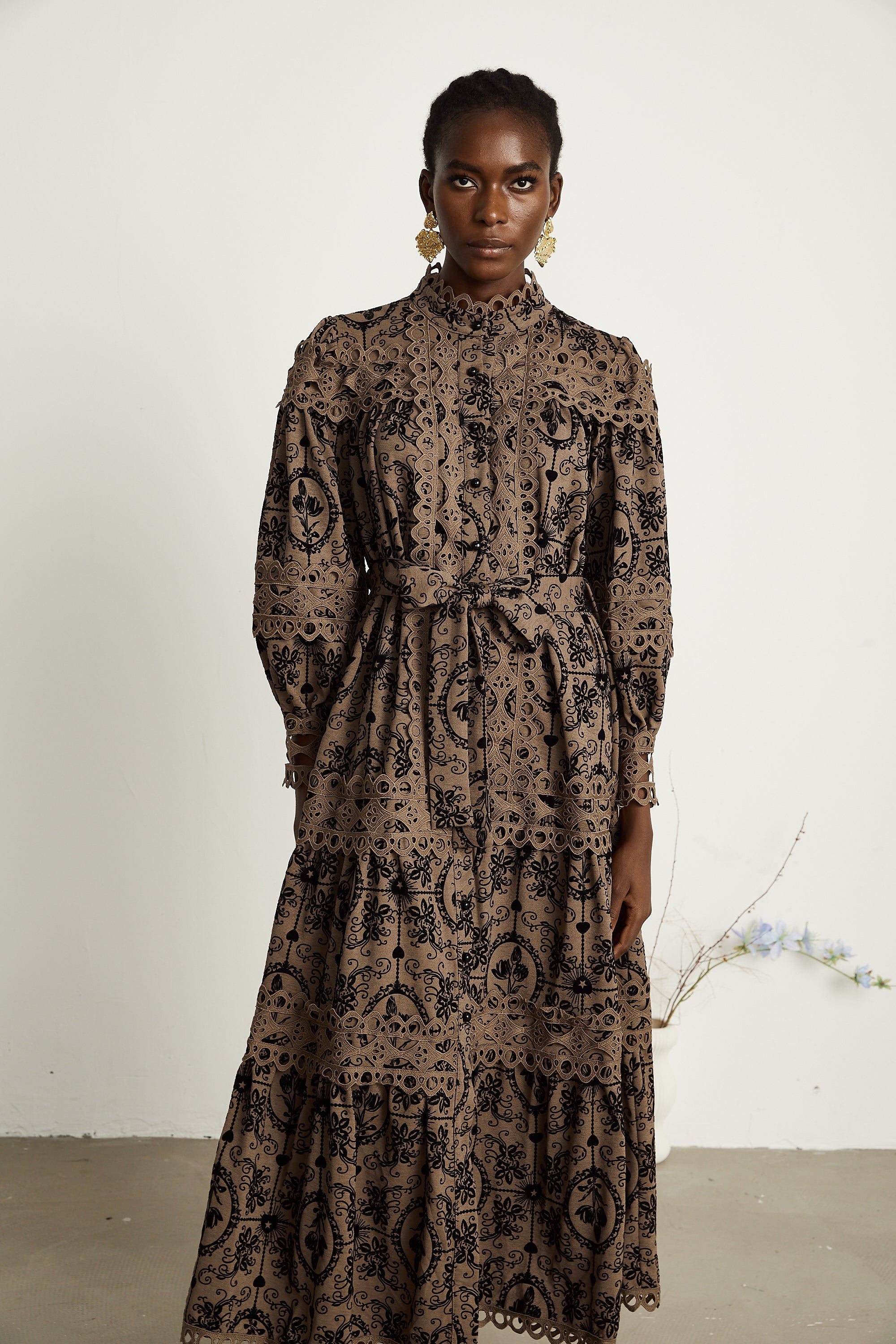 Clothilde desen midi elbise