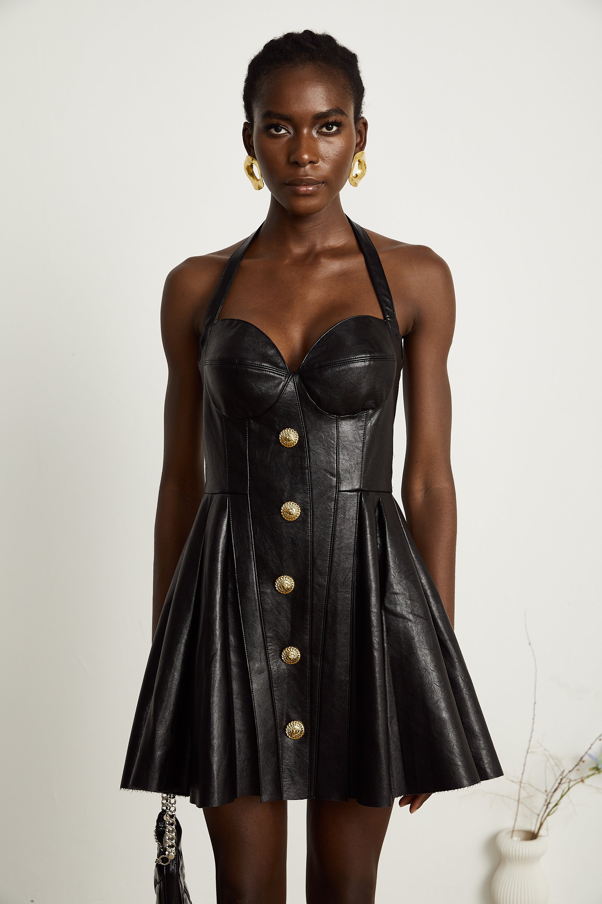 Gisèle pile mini elbise