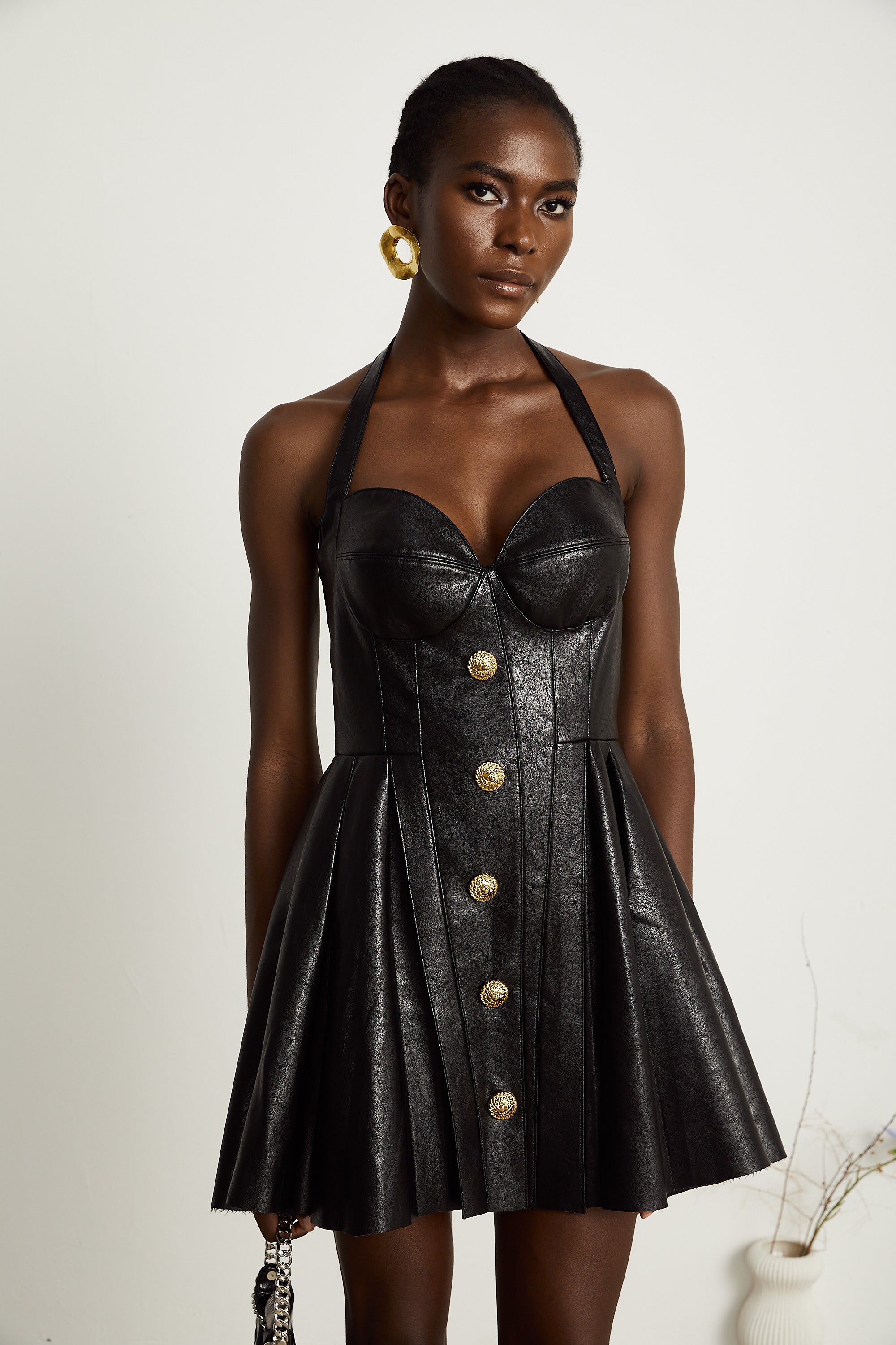 Gisèle pile mini elbise