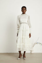 Raphaëlle katmanlı midi elbise