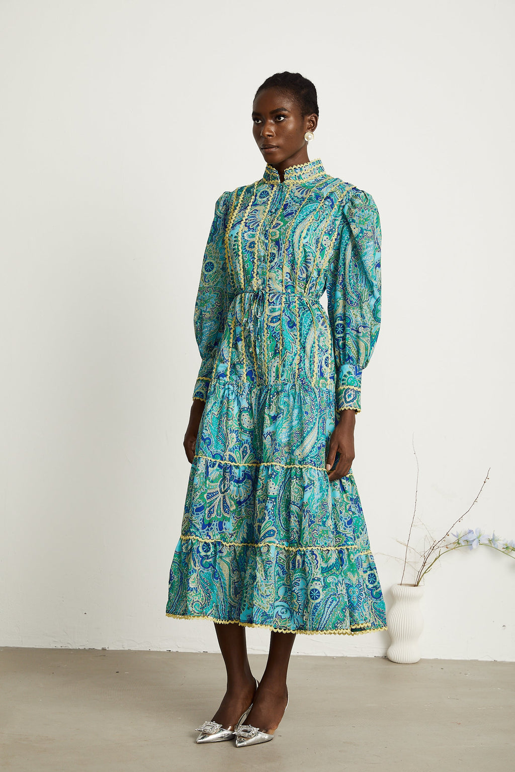 Wanda motifli midi elbise