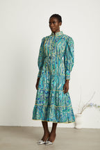 Wanda motifli midi elbise