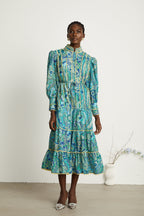 Wanda motifli midi elbise