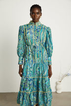 Wanda motifli midi elbise