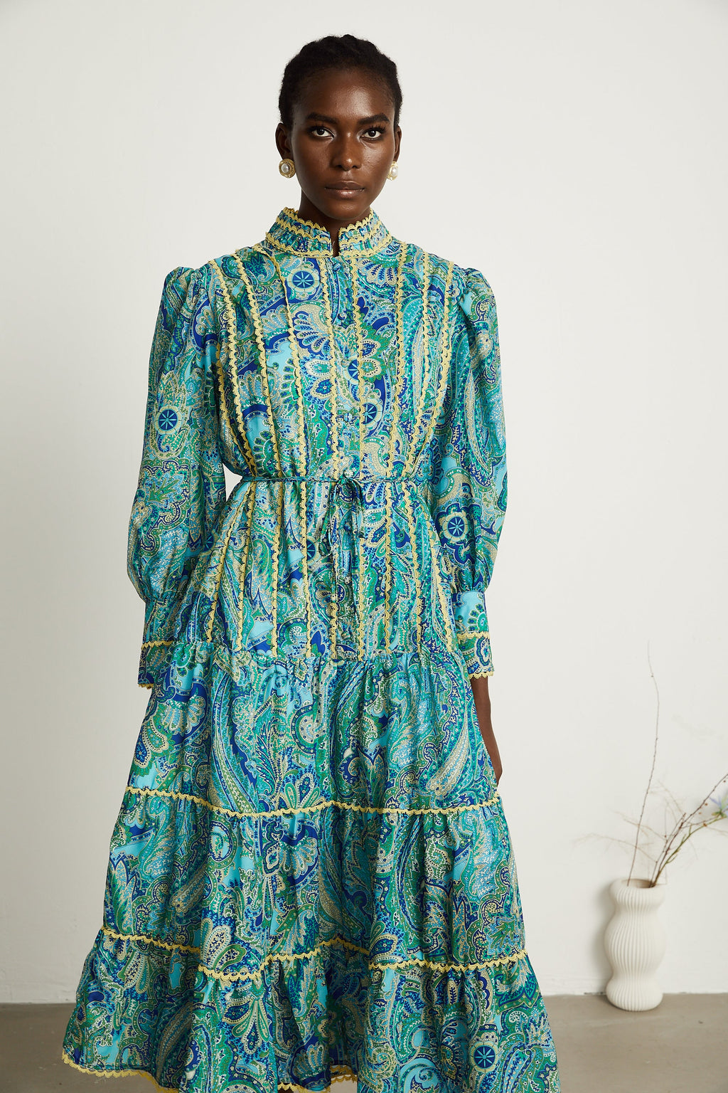 Wanda motifli midi elbise