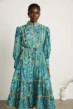 Wanda motifli midi elbise