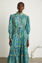 Wanda motifli midi elbise