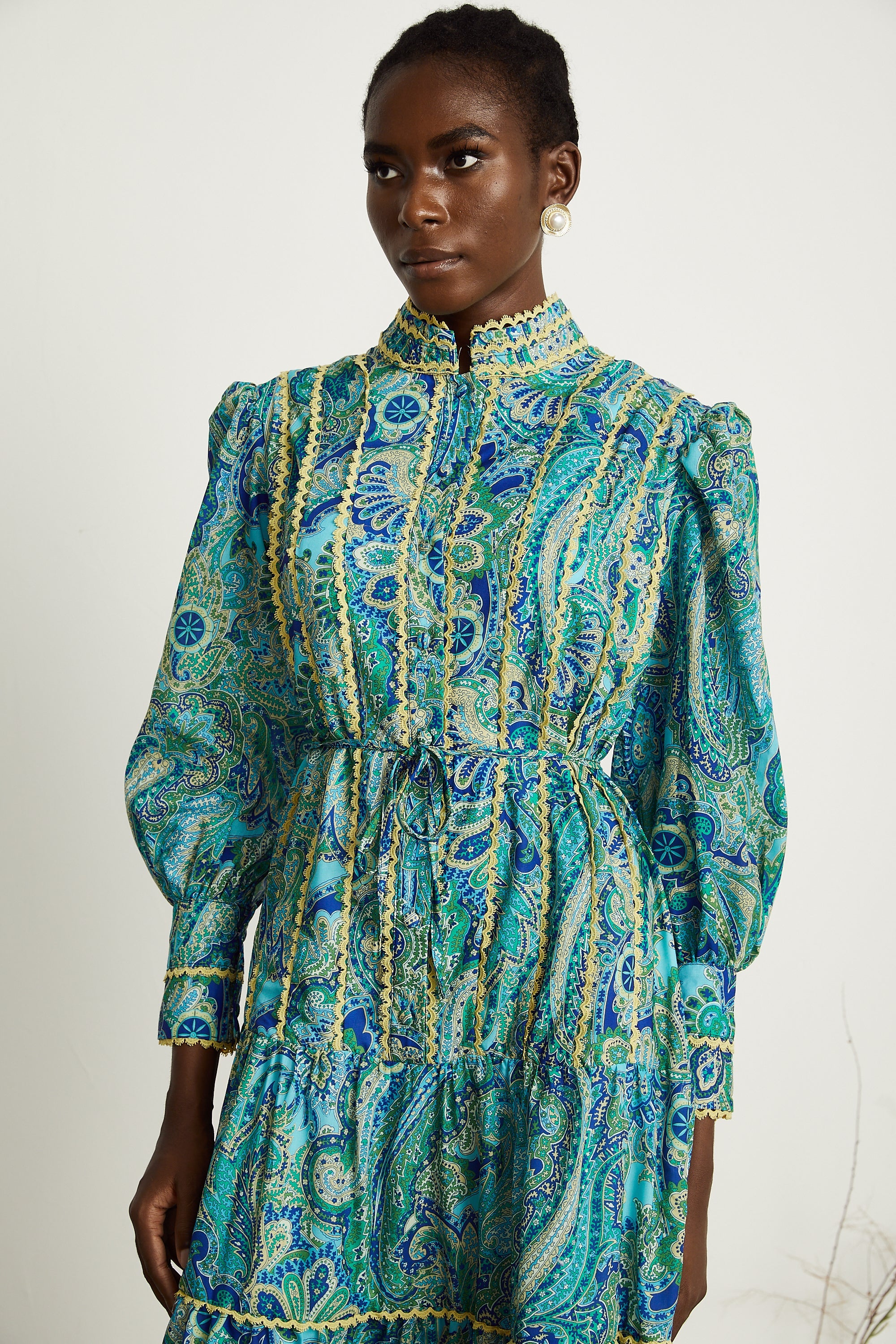 Wanda motifli midi elbise