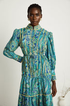 Wanda motifli midi elbise