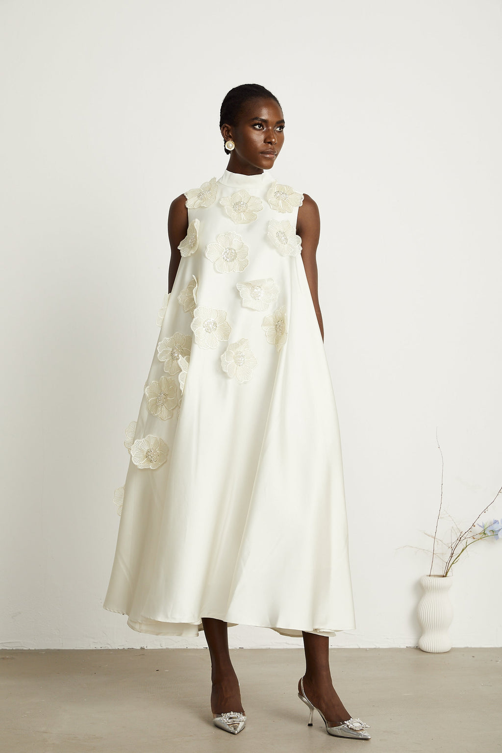 Émilie aplike maksi elbise