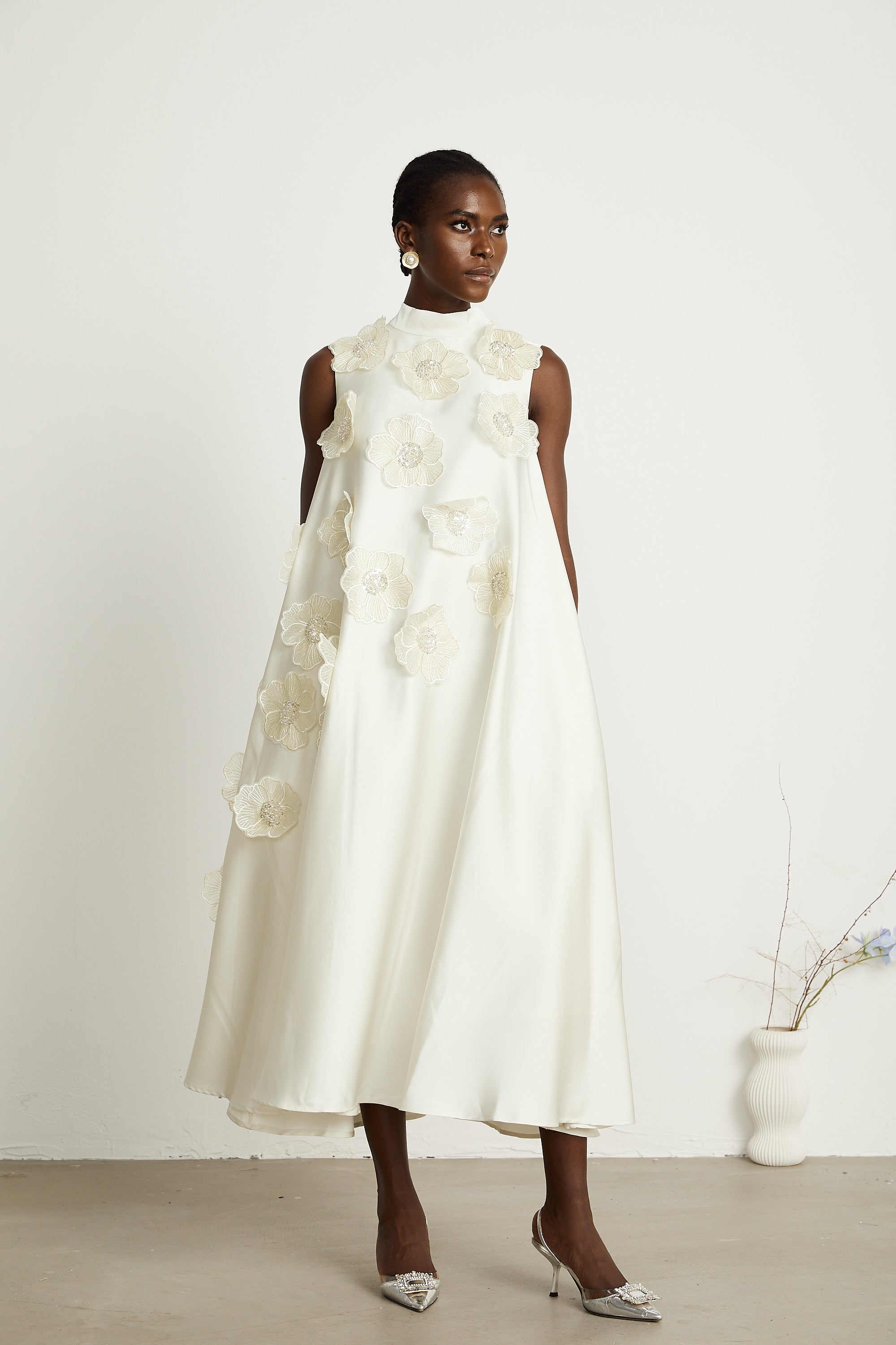 Émilie aplike maksi elbise