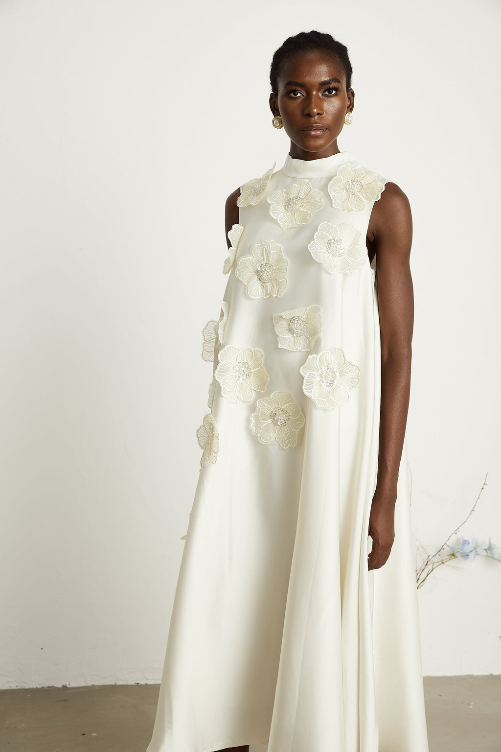 Émilie aplike maksi elbise