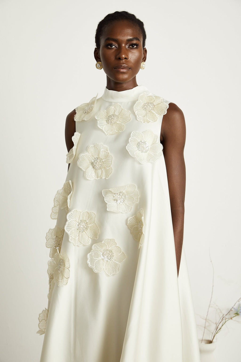 Émilie aplike maksi elbise