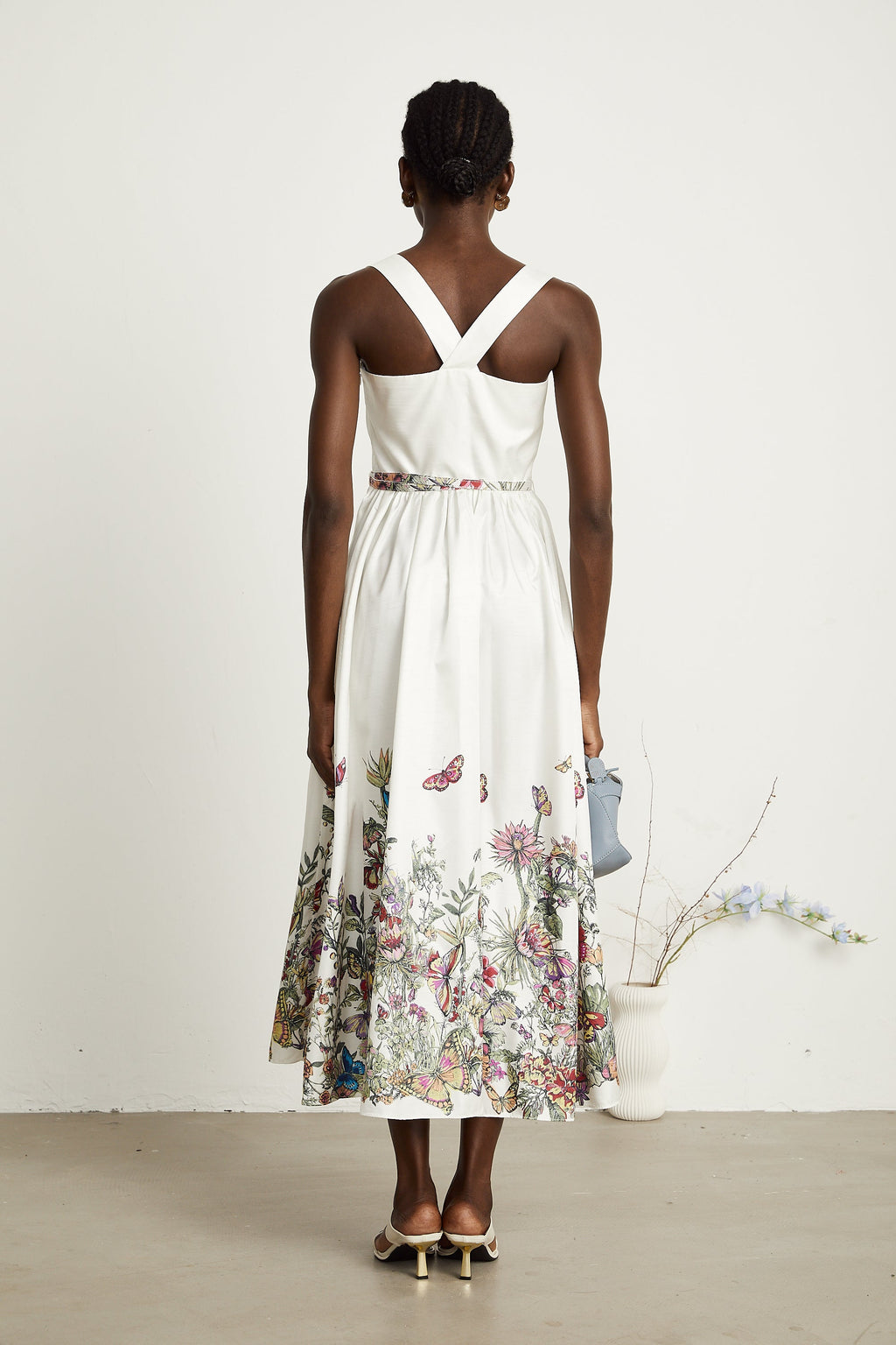 Isabeau kelebek midi elbise