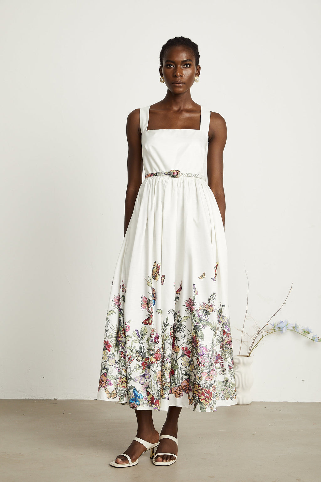 Isabeau kelebek midi elbise